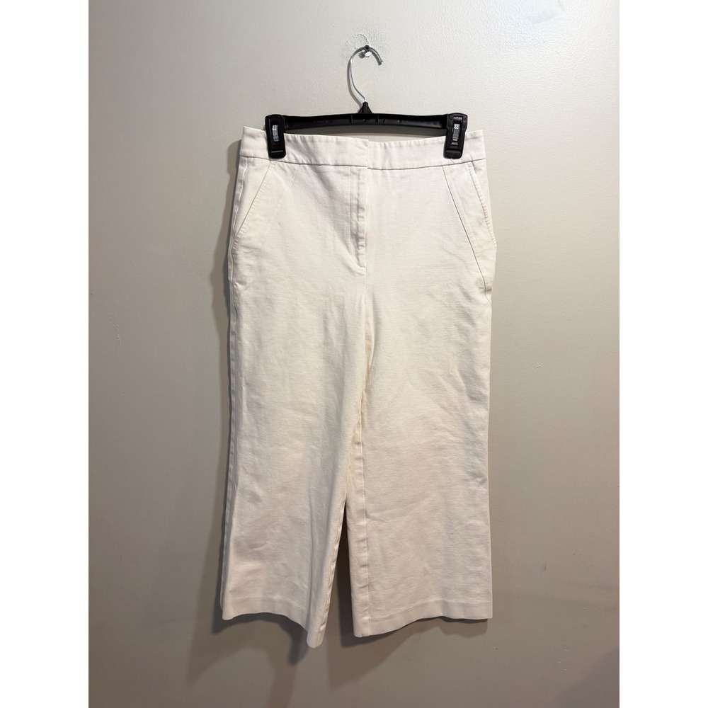 Ann Taylor Factory Women White Wide Leg Crop Pants Size 6 High Rise Trousers